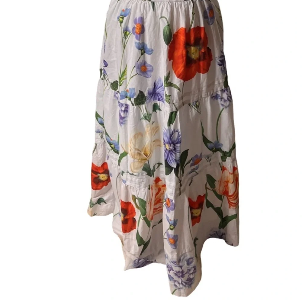 Maeve by Anthropologie Somerset Maxi Floral Dress White Cotton Lined Size M - Picture 12 of 16